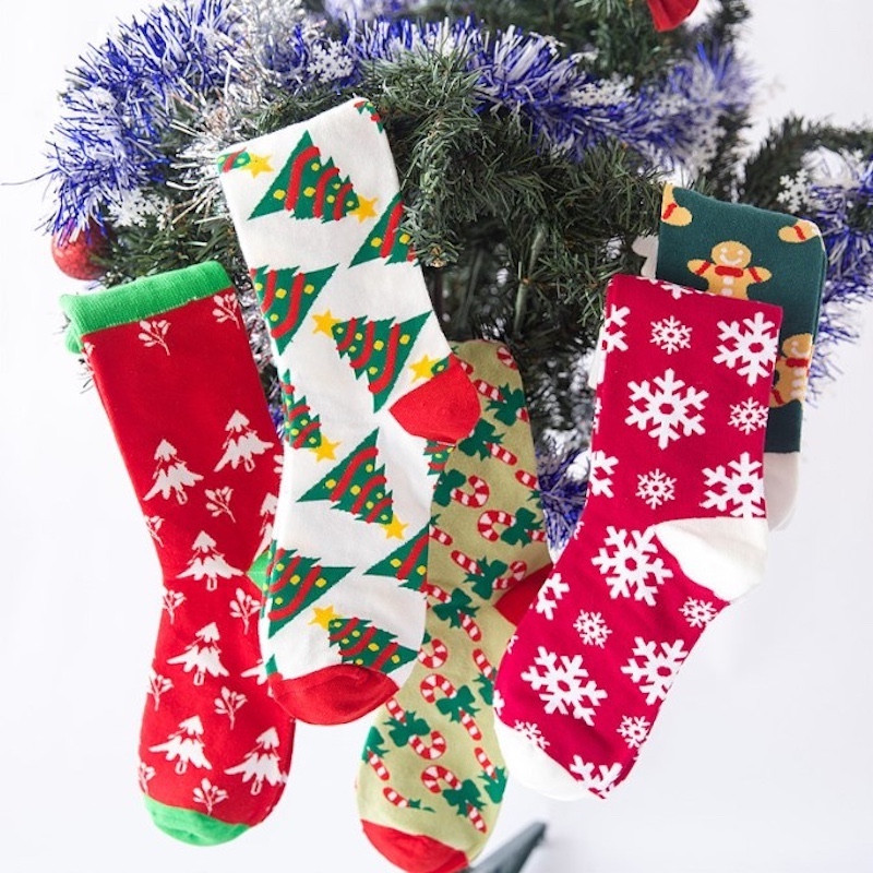 Women 5 Pairs EU36-40 High Quality Cotton christmas design holiday Socks